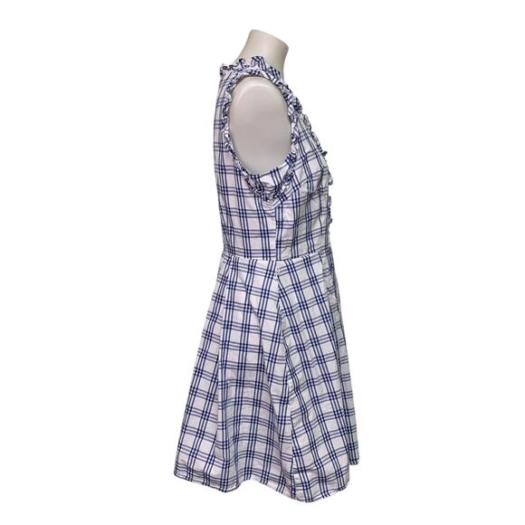 Be By Chetta B Womens Size 10 Plaid Sleeveless Ruffled Side Zip Fit Flare Dress - Picture 3 of 7
